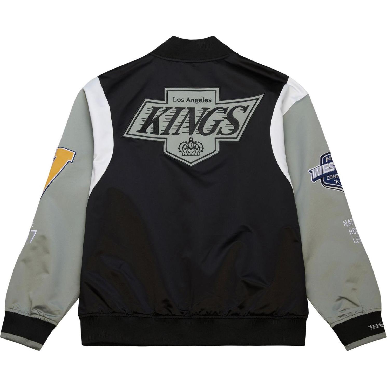Thumbnail - Mitchell & Ness, Herren, Jacke, M&N Heavyweight Satin Jacket NHL Los Angeles Kings - S (S), Schwarz, S
