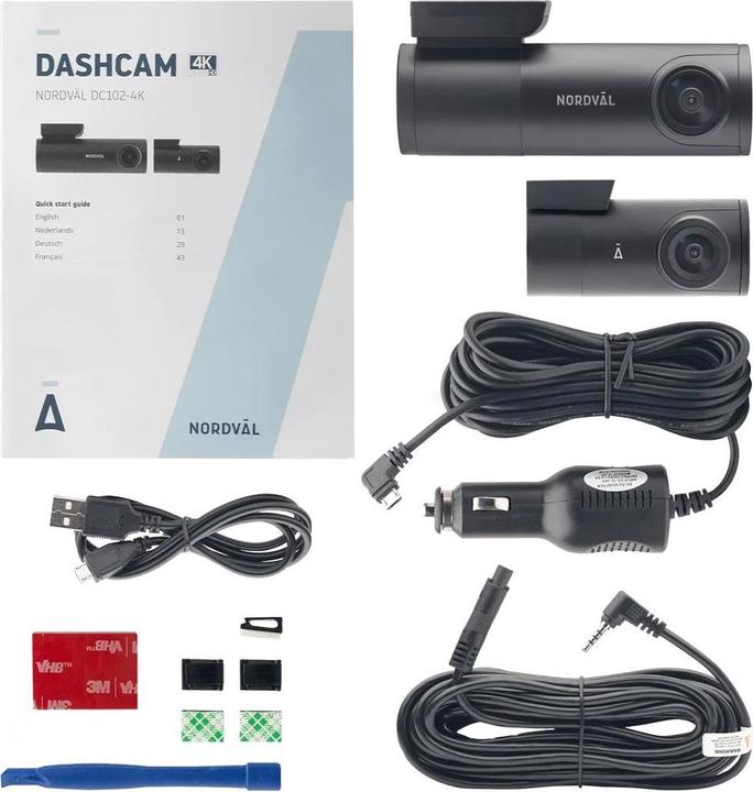 Actual product image Nordval Nordväl DC102-4K 128GB 2CH Dashcam Rear Camera with Wi-Fi, GPS, Parking Mode (Wi-Fi, Night vision, GPS receiver, Built-in microphone, UHD 4K)