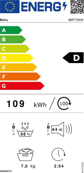Energy Label Beko BMT73EW (7 kg, Changeable)