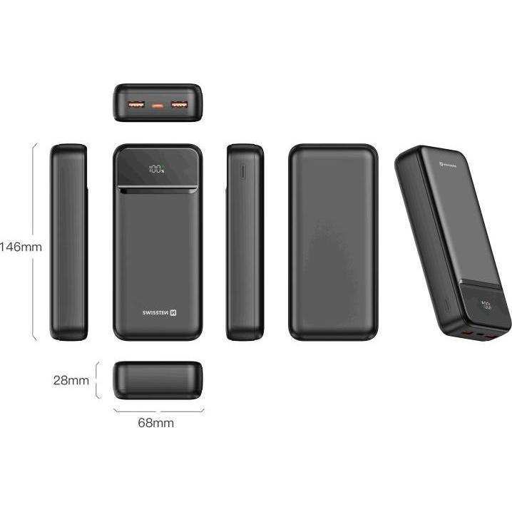 Thumbnail - Swissten Power Bank 20000 Mah Power Line II Black (20000 mAh, 22.50 W), Powerbank, Schwarz