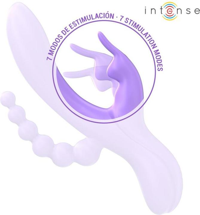 Actual product image Intense Miko Triple Vibrator Rabbit & Stimulator & Anal 7 Vibrations Purple
