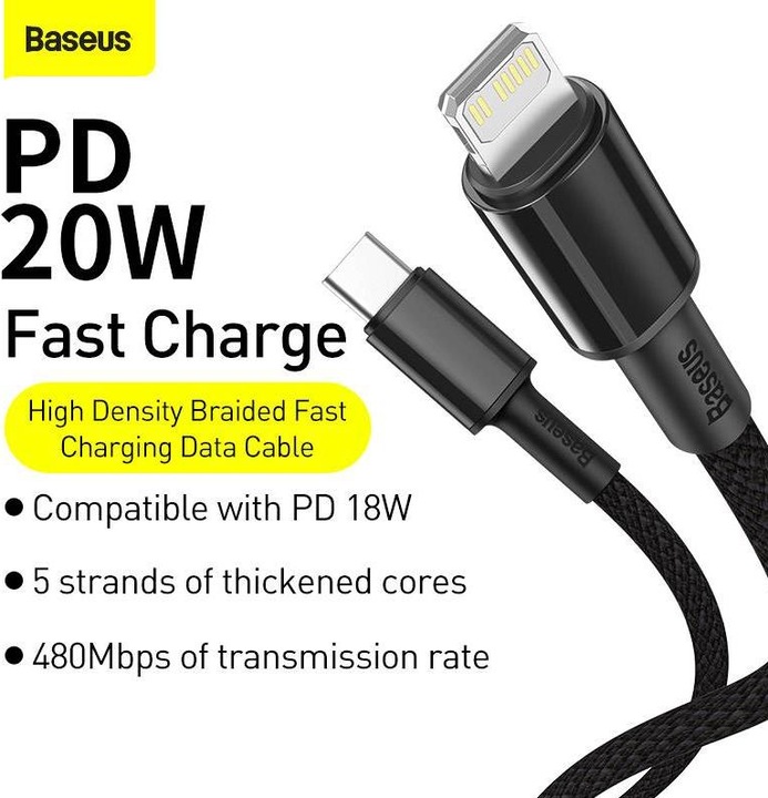 Actual product image Baseus USB C – Lightning (1 m, USB 3.2 Gen 1)