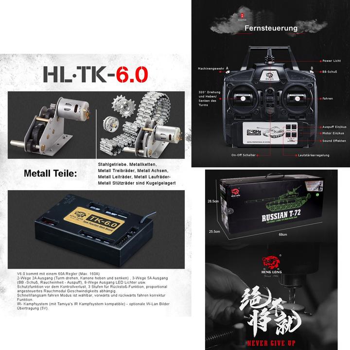 Produktbild Es-toys Heng Long RC Panzer Russischer T-72, Pro (RTR Ready-to-Run)