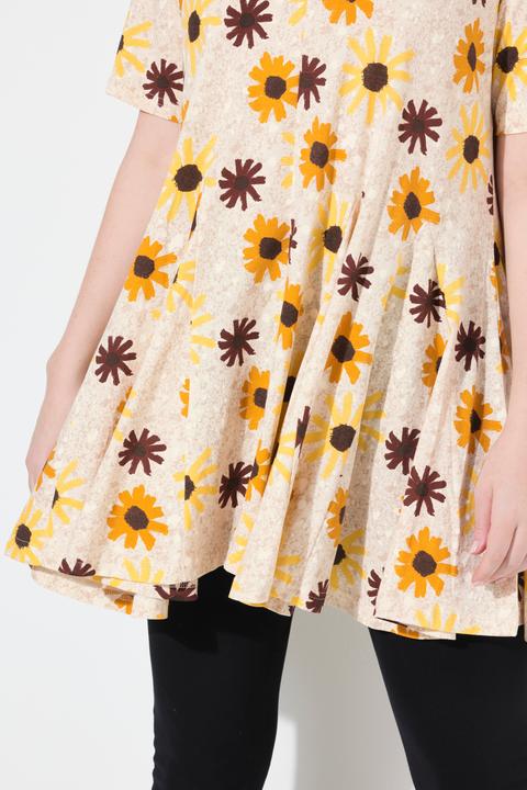Produktbild Ulla Popken T-Shirt, Blüten, Tunika-Ausschnitt, Halbarm (54)