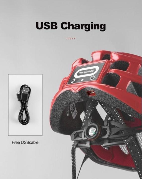 Actual product image Rockbros MTB bike helmet with light red 57-62cm (57 - 62 cm)