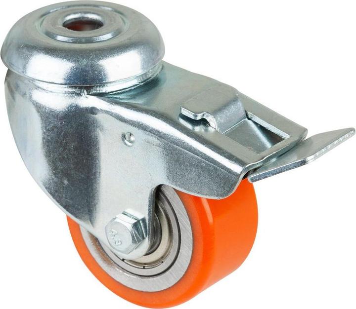 Actual product image BS Rollen Swivel castor with brake Wheel Ø 50 mm Load capacity 120 kg compact Polyurethane