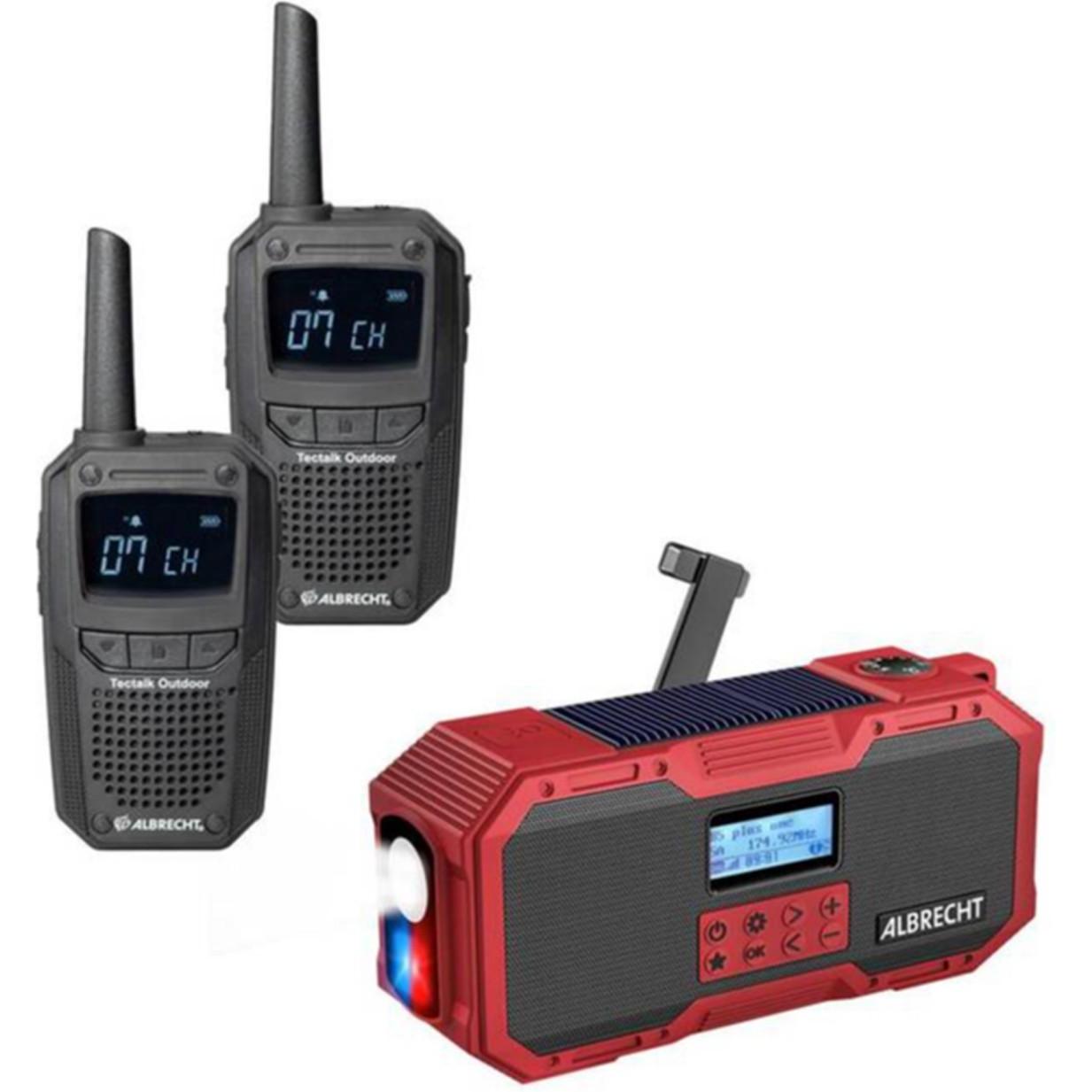 Albrecht Set di emergenza PMR avanzato (10 km), Walkie-talkie, Rosso