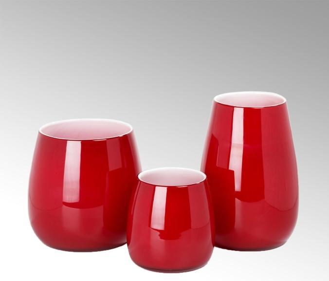 Pisano Vase gross Überfangglas rot, H 30 cm, D 22 cm