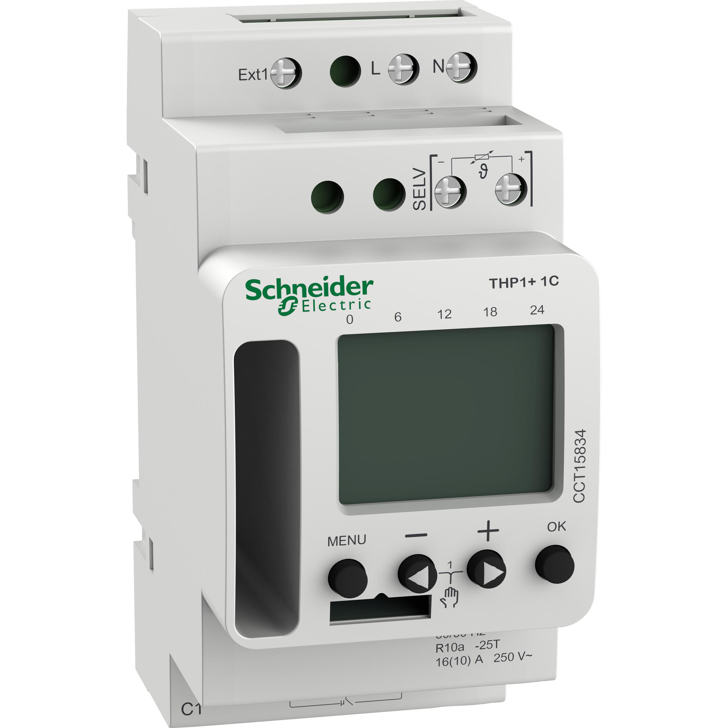 Schneider Electric Thermostat THP1 +1C CCT15834, Thermostat, Weiss