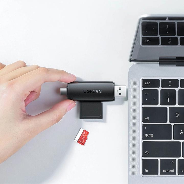 Immagine prodotto Ugreen CM304 Adattatore USB + USB-C Lettore di schede SD + microSD (nero) (USB-C)