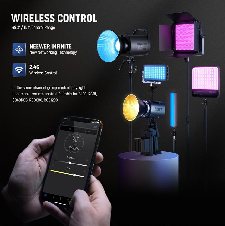 Immagine prodotto Neewer Luce continua MS60B Luce foto-video a LED (Videocamera)