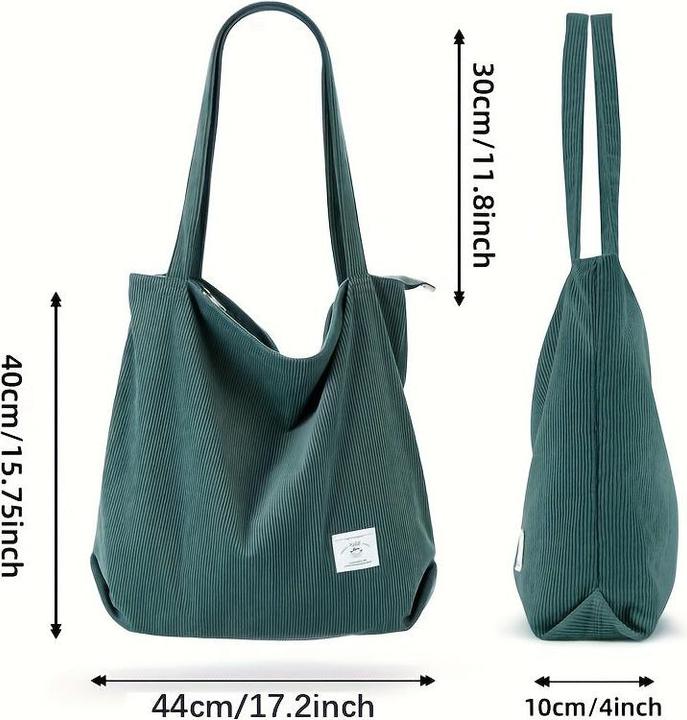 Actual product image Only-Bags.Store Corduroy shoulder bag, minimalist monochrome tote bag, all-match storage handbag
