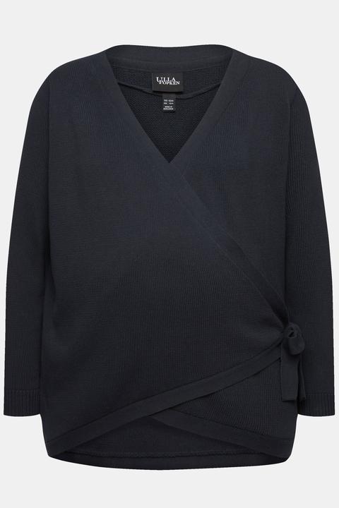 Produktbild Ulla Popken Bellieva Pullover, Wickelfunktion, V-Ausschnitt, GOTS (54)