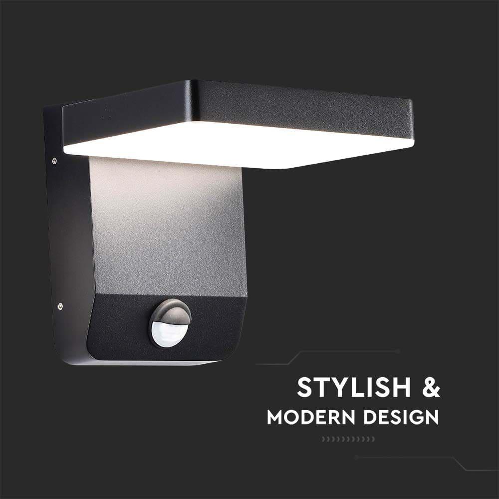 Thumbnail - V-TAC, Gartenbeleuchtung, VT11020150B 20W LED Wandleuchte Sensor Schwarzer Körper Quadratisch 4000K IP65 (2580 lm, IP65)