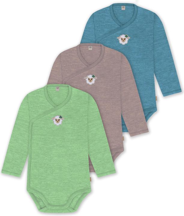 Produktbild Normani 3er Set Baby-Body Wickelbody Langarm Toddler-Bodysuit aus Merinowolle - 9357 (68)