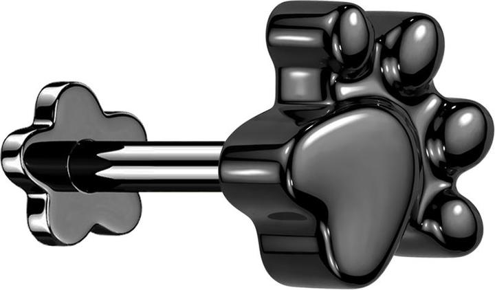 Actual product image Star Piercing Micro Threadless Labret Flower Black Paw (without brass, Titanium)