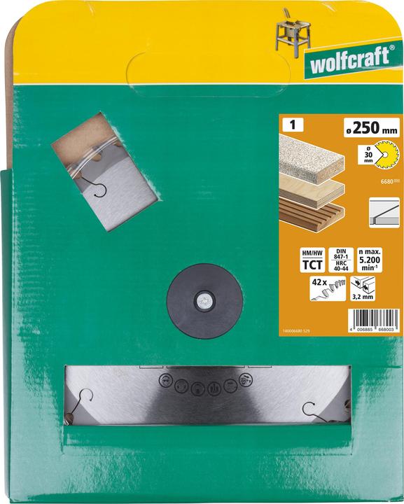 Image du produit wolfcraft wolfcraft 1 Tisch-Kreissägebl. HM, 42 Zähne ø250mm