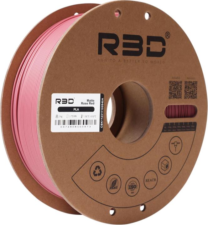 Actual product image R3D ePLA-Matte Rosenrot Filament 1.75mm 1Kg (PLA, 1.75 mm, 1000 g, Red)