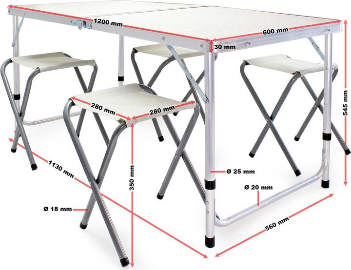 Actual product image Wiltec Camping table with 4 chairs 5-piece camping furniture set aluminium foldable