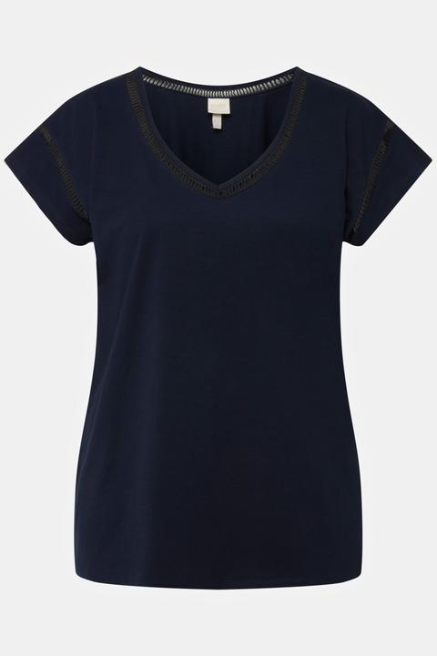 Produktbild Ulla Popken T-Shirt, Oversized, V-Ausschnitt, Halbarm (60)