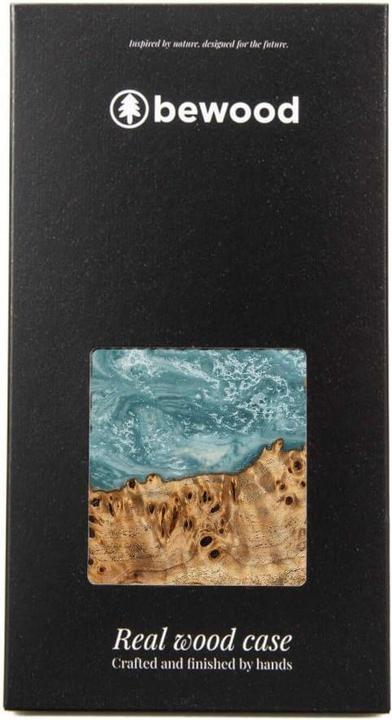 Actual product image Bewood Wood and resin case for iPhone 15 Plus Unique Uranus - blue and white (Apple iPhone 15 Plus)