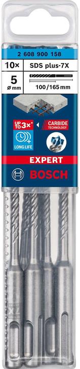 Immagine prodotto Bosch Professional Zubehör Punte per martello EXPERT SDS plus-7X, 5 x 100 x 165 mm, 10 pezzi. (5,0 millimetri)