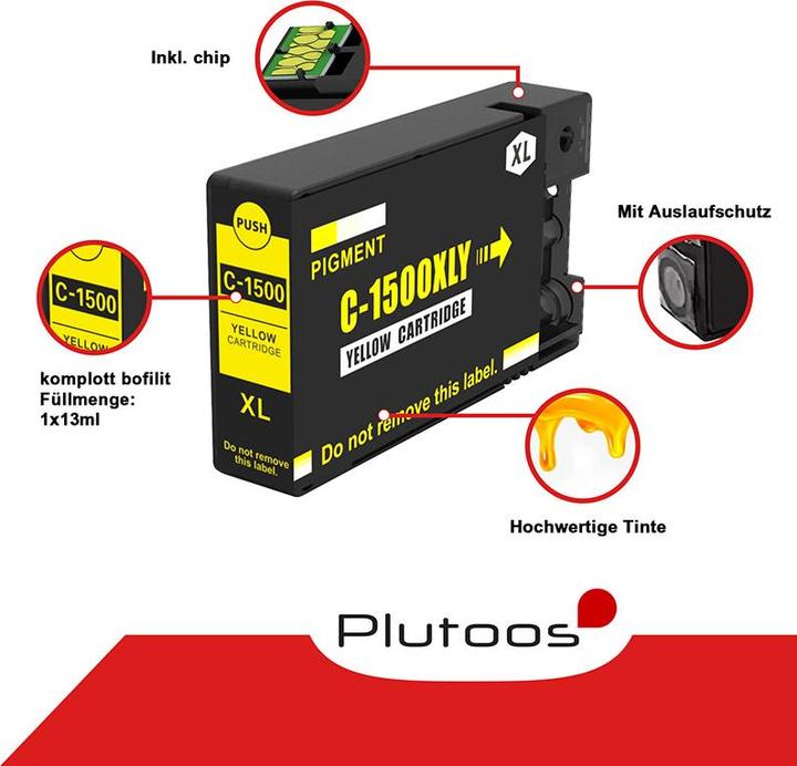 Actual product image Plutoos Canon PGI-1500 Cartridge XL, Yellow (Y)