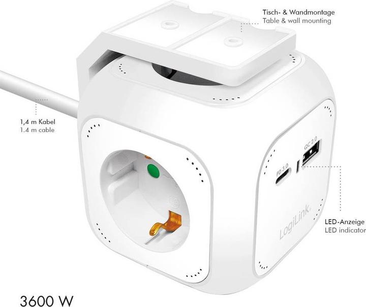 Image du produit LogiLink Power Cube (4x, CEE 7/3, 1.40 m)