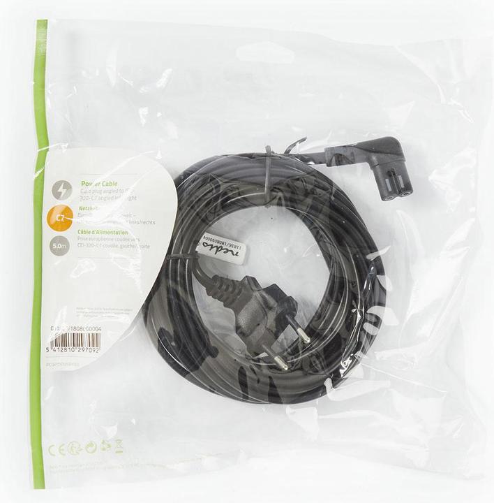 Produktbild Nedis Stromkabel - Eurostecker - IEC-320-C7-2.00 m - Gewinkelt - 2X 0.75 mm² - Kupfer - flach - Nick (5 m)