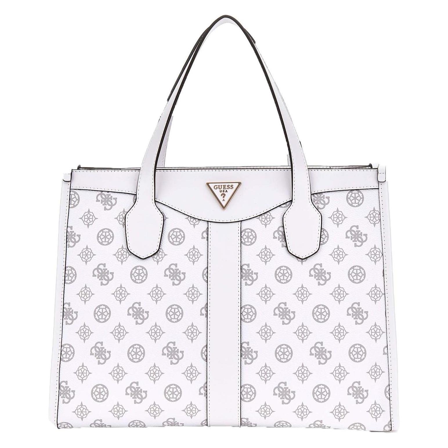 Guess, Damen, Tasche, Medium Shopper Dames - Schoudertas - Silvana 2 - Print, Weiss, Grau