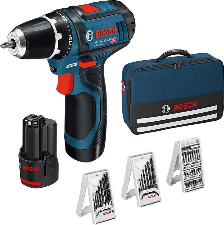 Actual product image Bosch Professional GSR 12V-15 incl. 39-pcs. set (Rechargeable battery operated)