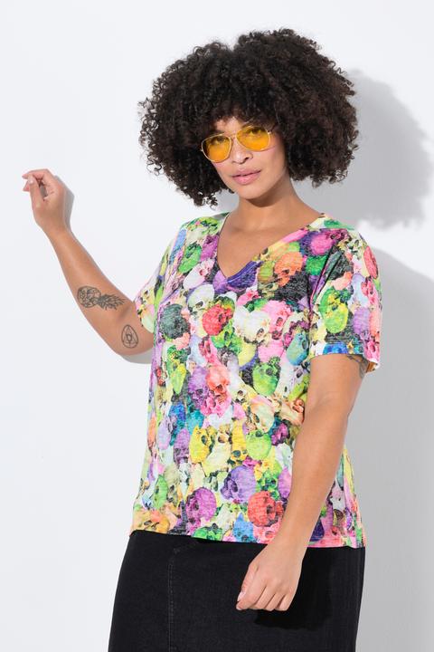 Actual product image Angel of Style T-Shirt, Totenkopf-Muster, Halbarm (46)