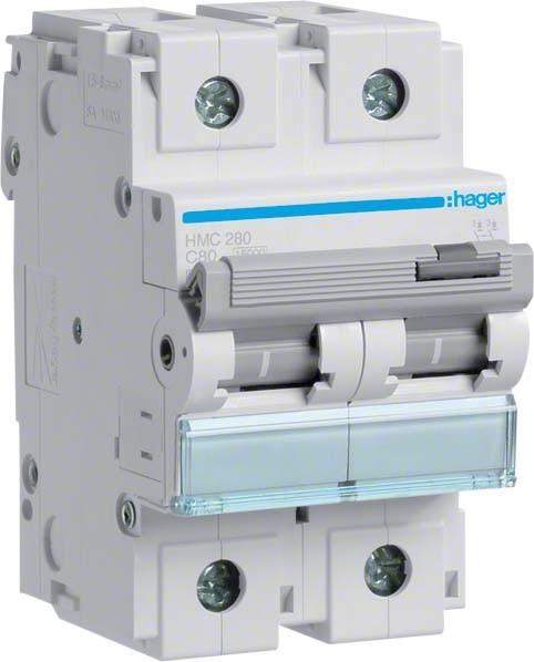 Image du produit Hager HAG HMC280 Disjoncteur 2P 15kA C-80A 3M