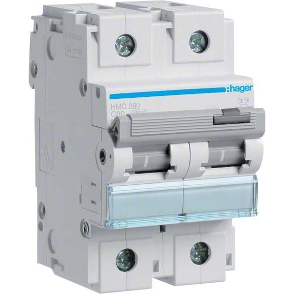 Hager, Schutzschalter, HAG HMC280 Leitungsschutzschalter 2P 15kA C-80A 3M