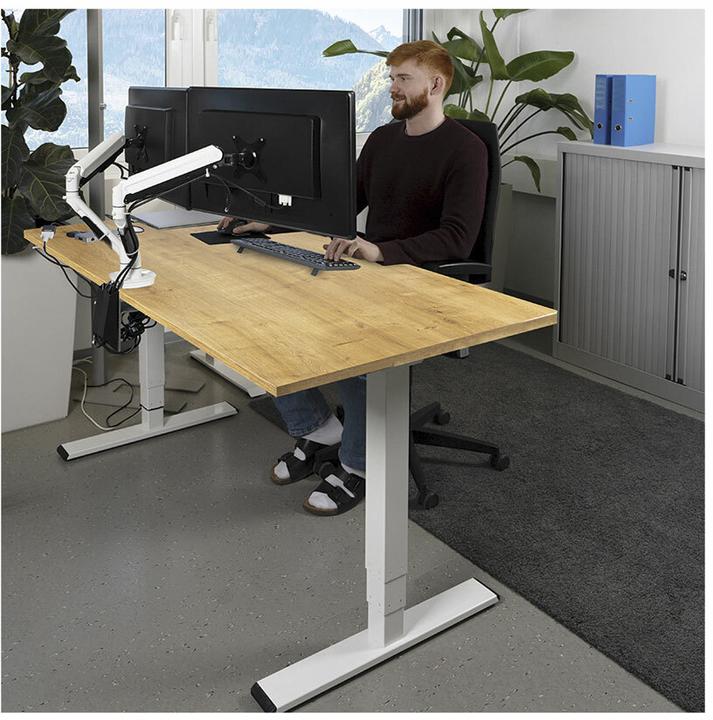 Produktbild Contini höhenverstellbarer Bürotisch 1.4x0.8m Eiche / Gestell ET225E weiss (140 x 80 cm)