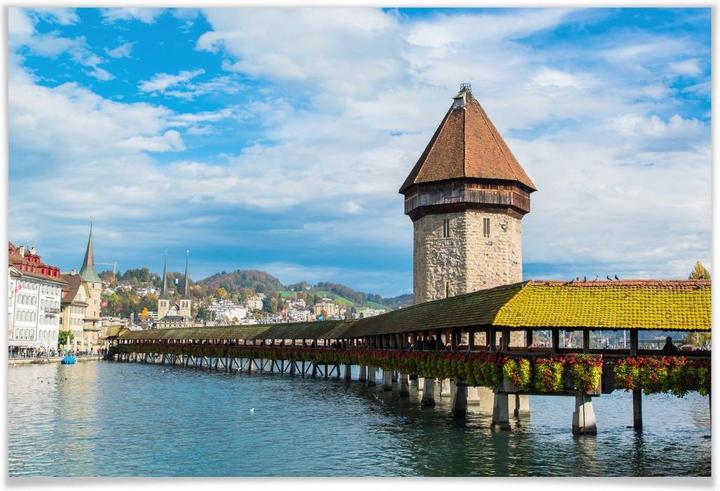 Image du produit Trenddeko Pont en bois à Lucerne (120 x 80 cm)