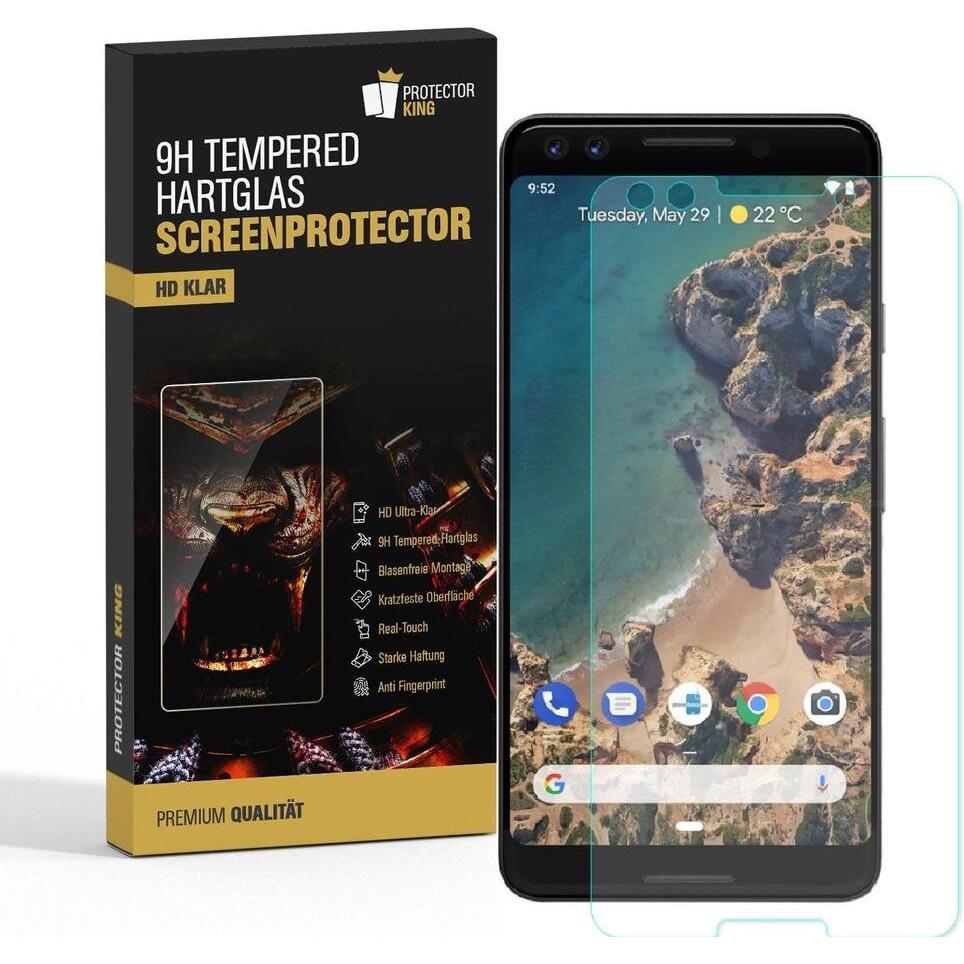 Protectorking 4x echtes Tempered 9H Panzerhartglas 3D KLAR (4 Stück, Google Pixel 3), Smartphone Schutzfolie, Transparen...