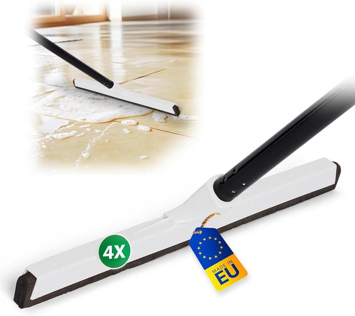 Novaliv 4X Duschabzieher Langer Metallstiel Kunststoff 43cm Bodenabzieher Dusche Terasse gross Fenste