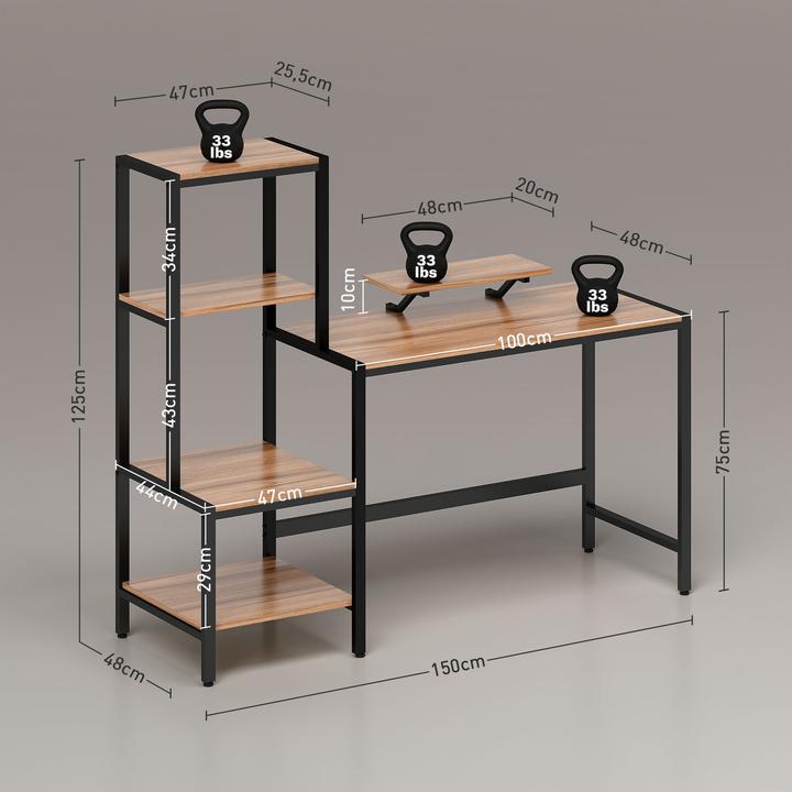 Produktbild Homcom Computertisch Spanplatte, Metall Braun