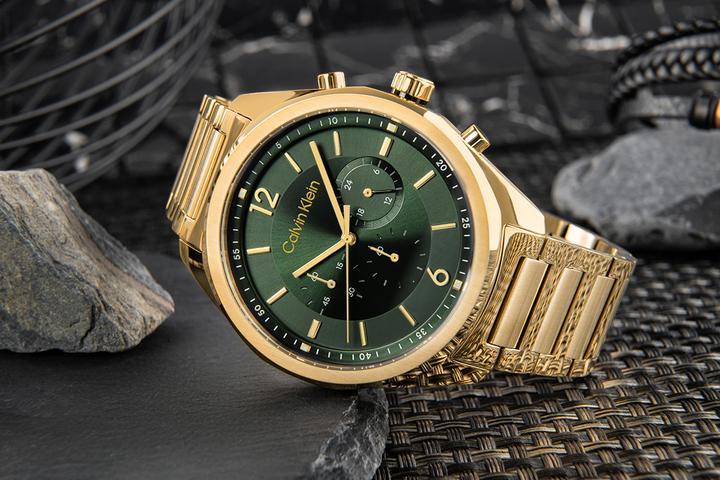 Produktbild Calvin Klein CK25200266 Force Heren Horloge - Mineraalglas - Staal - Goudkleurig - 45 mm breed - Quartz - V (Analoguhr, 45 mm)