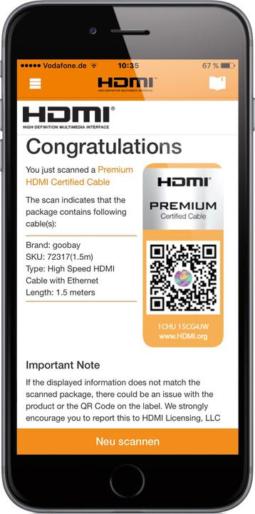 Actual product image Goobay Premium Certified High Speed HDMI with Ethernet (6 m, HDMI, 2.0)