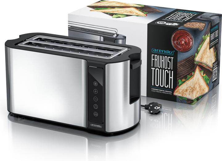 Produktbild Arendo Toaster Edelstahl 4 Scheiben Langschlitz, Touchpannel, Brötchenaufsatz, Display mit Restzeitanzeige