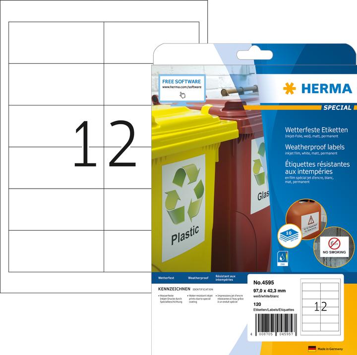 Actual product image HERMA Weatherproof inkjet labels A4