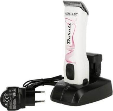 Actual product image Kerbl Akkuschermaschine Durati, weiss/schwarz mit pinkem Aufdruck, 2 Akkus (Cat, Dog)