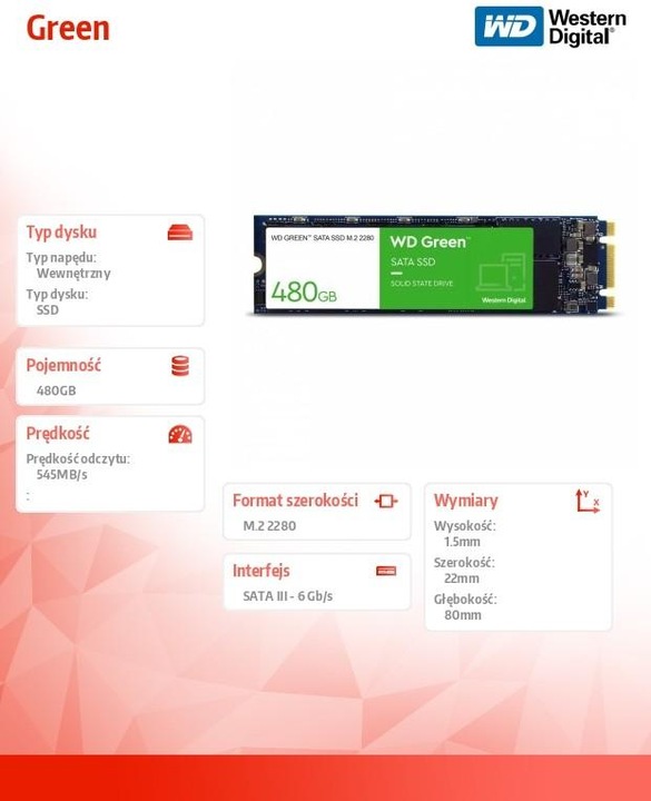 Produktbild WD Green (480 GB, M.2 2280)
