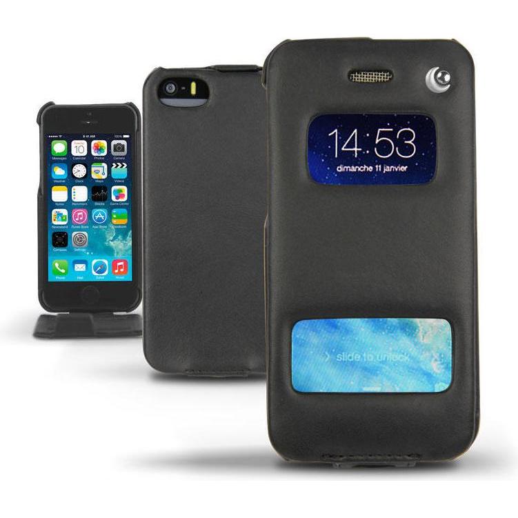 Noreve Lederschutzhülle vertikal (Apple iPhone 5s), Smartphone Hülle, Schwarz