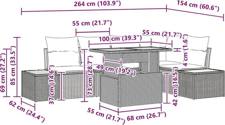 Produktbild vidaXL Outdoortisch-Set (100 x 55 x 73 cm)