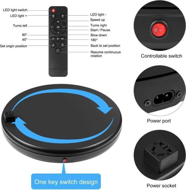 Immagine prodotto Puluz Giradischi elettrico a 360° con telecomando (Ulteriori accessori)
