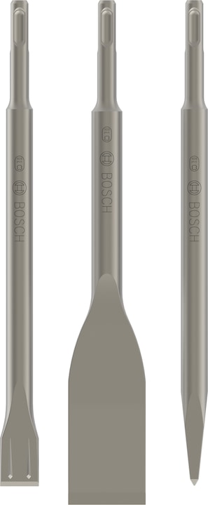 Bosch Professional Zubehör 3-tlg. Meisselset, SDS plus, 0/20/40 mm (250 mm)