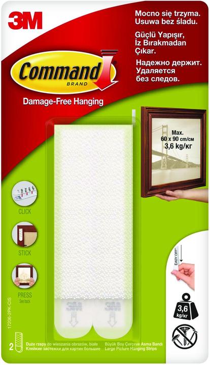3M Velcro, pour accrocher des tableaux, grand, 2 pièces, blanc